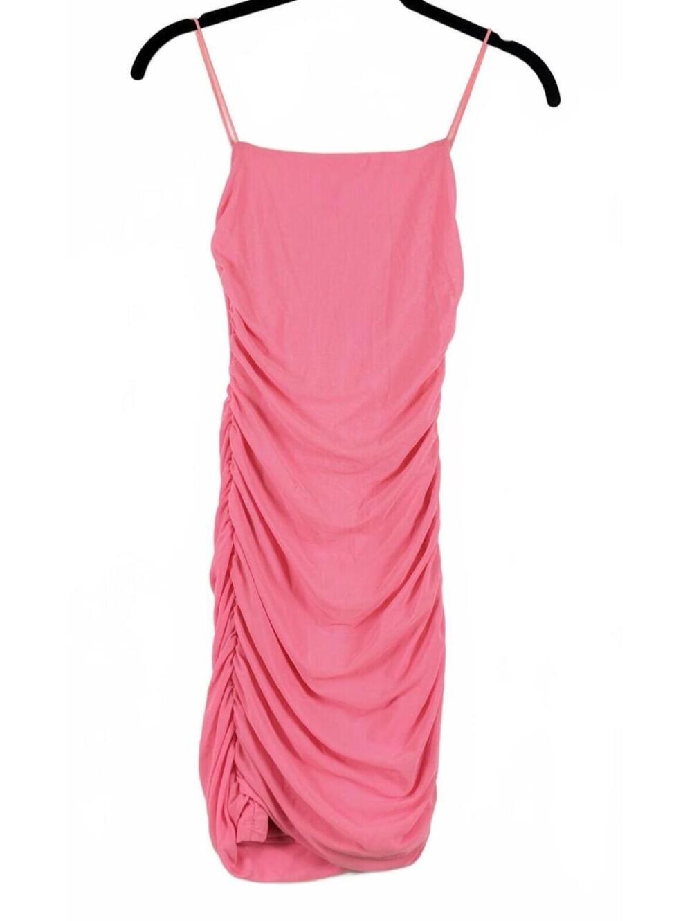 NEW Hello Molly Pink Ruched Bodycon Mini Spaghetti Strap XS